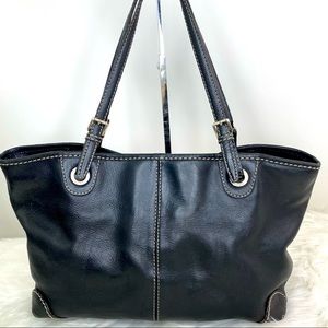 Michael Kors Black Leather Tote with Contrast Stitching